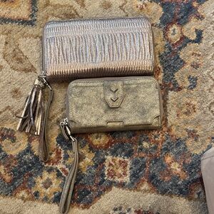 Stella and Dot SET of Metallic Rose Gold Wristlet Wallet - Women Bags